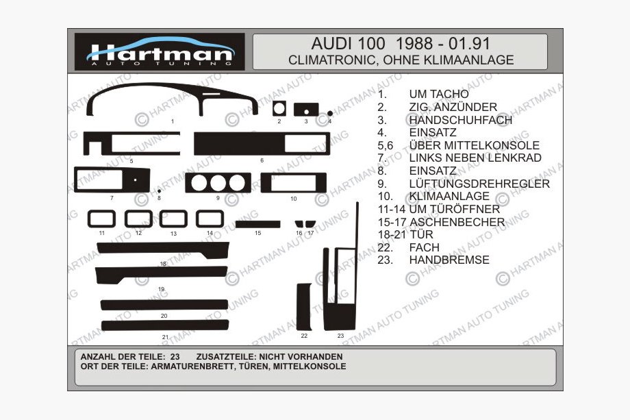 Audi 100 C3 1988-1991 Dashboard Trim Covers (Hartman) Image
