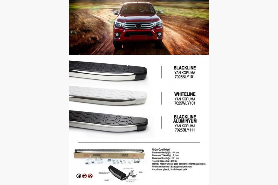 Toyota Hilux 2015- Side Steps BlackLine (2 pcs, Aluminum) Photo 5