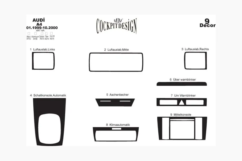 Audi A4 B5 1994–2001 Interior Trim Kit (1999-2000) Photo 4