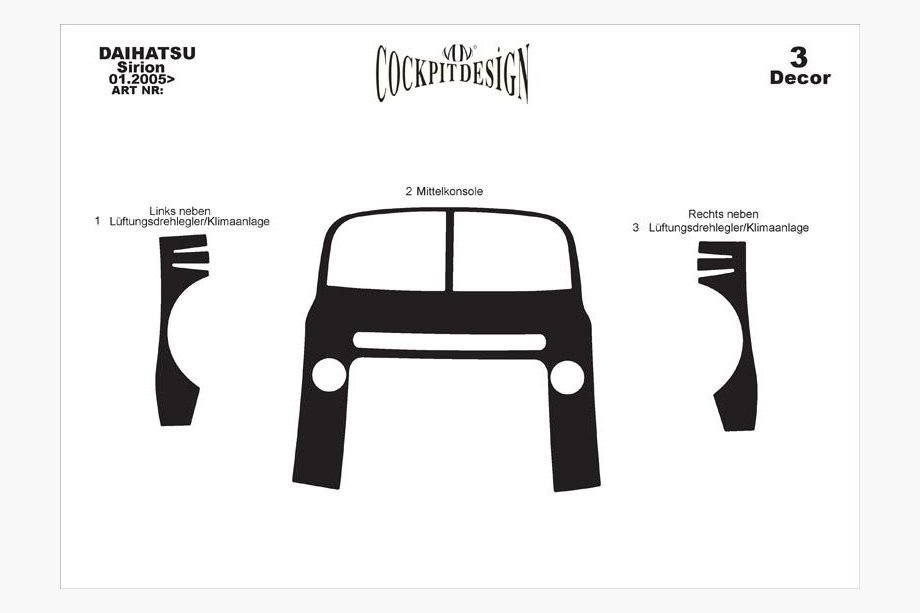 Daihatsu Sirion 2005-2015 Dashboard Trim Covers Aluminum Photo 3