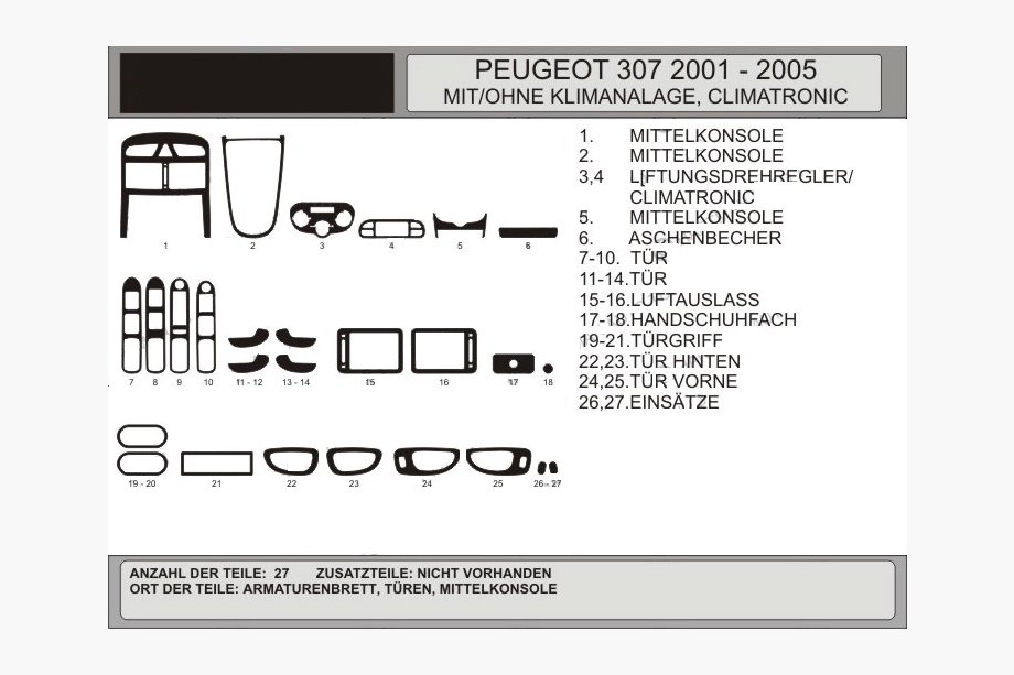Peugeot 307 2001-2008 Interior Tuning (Hartman) Aluminum Image