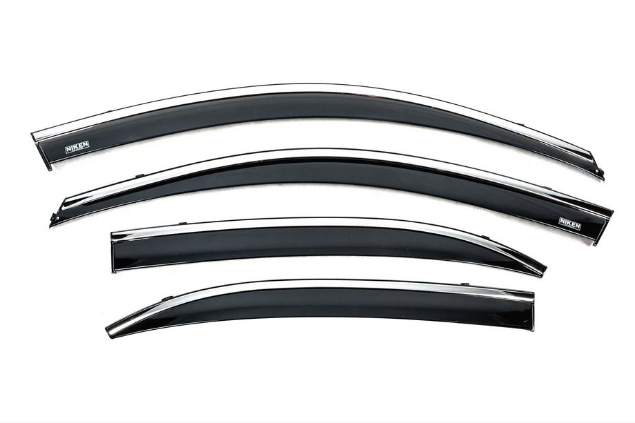 Chevrolet Malibu 2011-2018 Window deflectors with chrome trim (4 pcs, Niken) Photo 2