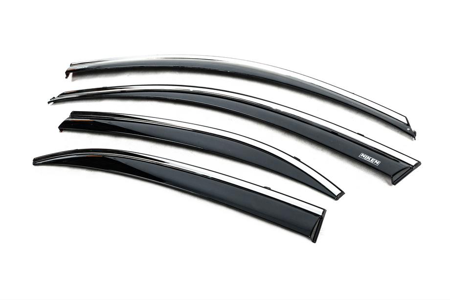 Chevrolet Malibu 2011-2018 Window deflectors with chrome trim (4 pcs, Niken) Photo 3