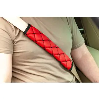 Seat Belt Pads ECO (2 pcs, Red with Black Stitching) photo 1