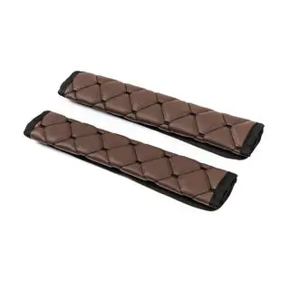 Seat Belt Pads ECO (2 pcs, Brown with Black Stitching) photo 4