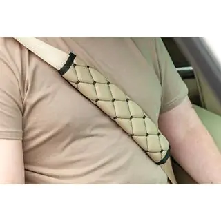 Seat Belt Pads ECO (2 pcs, Beige with Black Stitching) photo 1
