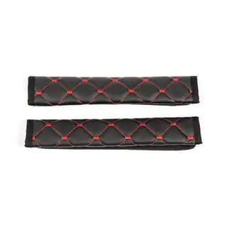 Seat Belt Pads ECO (2 pcs, Black with Red Stitching) photo 4