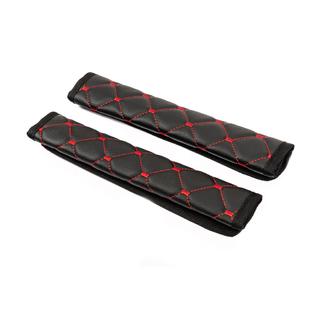 Seat Belt Pads ECO (2 pcs, Black with Red Stitching) photo 3