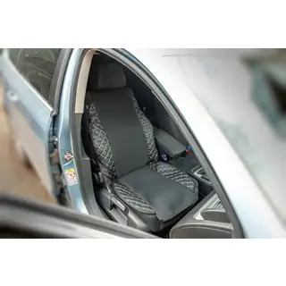 Car Seat Cover ECO and Fabric (1 pc, Black with Grey Stitching + Fabric) photo 1
