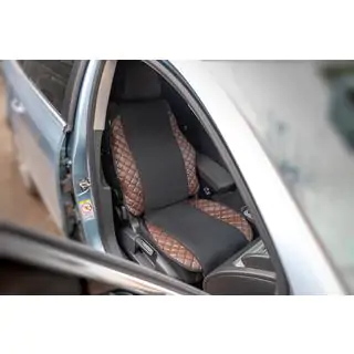 Car Seat Cover ECO and Fabric (1 pc, Brown with Black Stitching + Fabric) photo 1