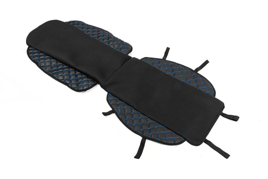 Car Seat Cover ECO and Fabric (1 pc, Black with Blue Stitching + Fabric) Photo 2