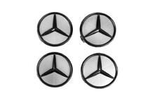 Mercedes-Benz Wheel center caps 71/74 mm without ring (4 pcs, grey with black logo) photo 2