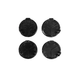 Wheel center caps 71/74 mm without ring (4 pcs, grey with black logo) photo 3