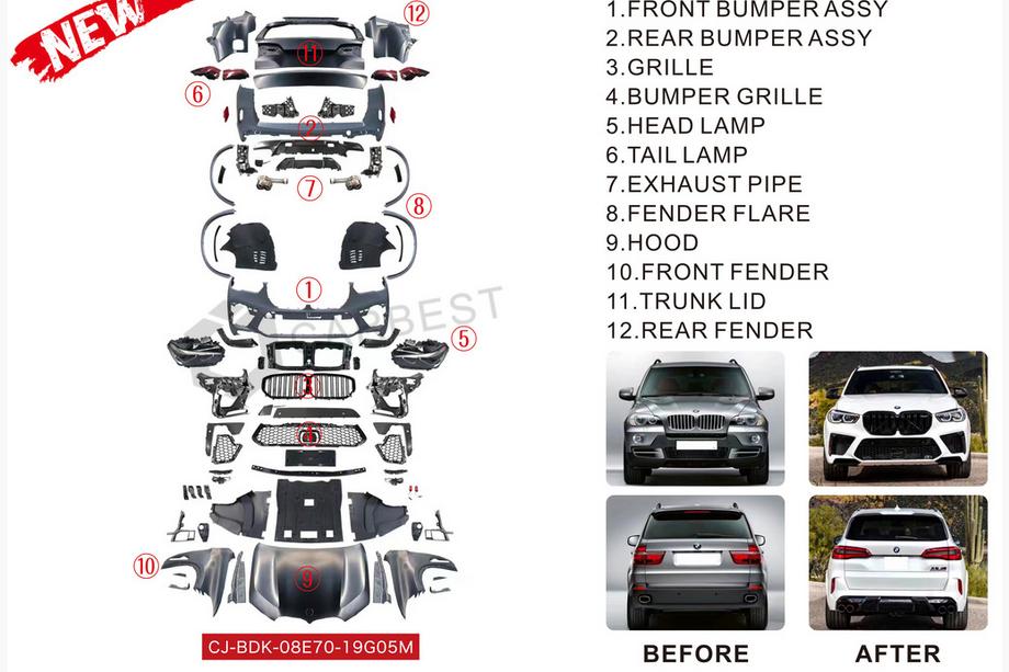 BMW X5 E70 2007-2013 Facelift Body Kit to X5M F95 2019 Photo 8