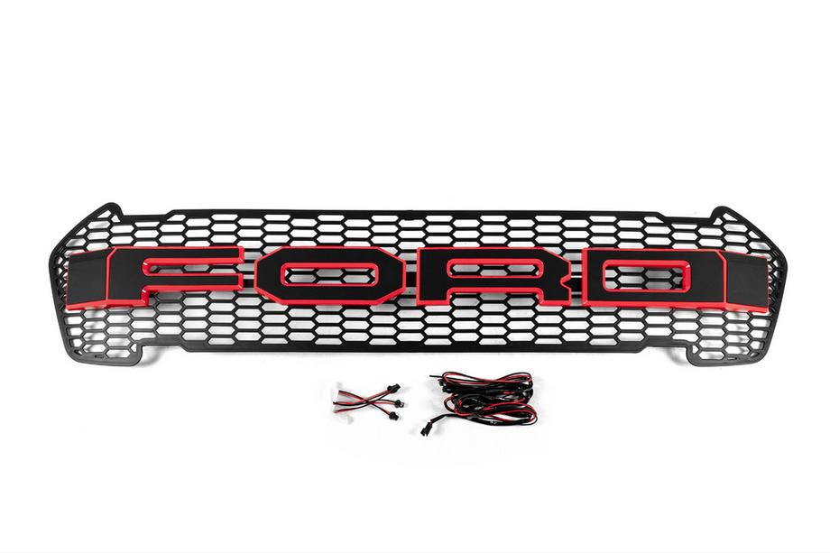 Ford Ranger 2011–2022 Front Grille (2015-2018, Red, LED) Photo 1