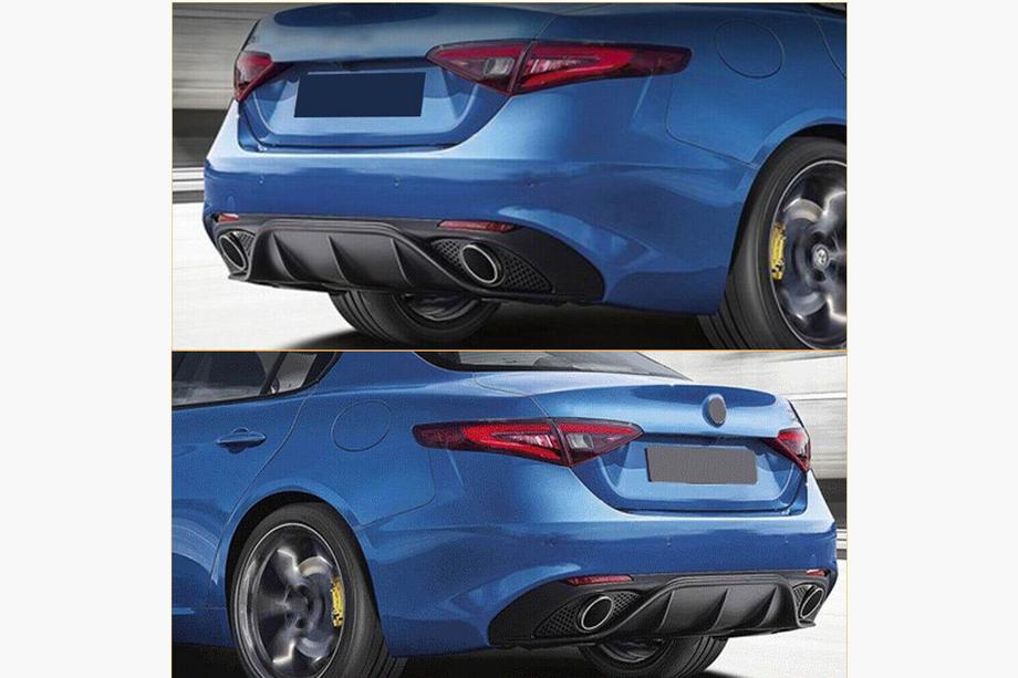 Alfa Romeo Giulia 2016-2022 Rear Bumper Diffuser with Tips V1 (Plastic) Photo 5