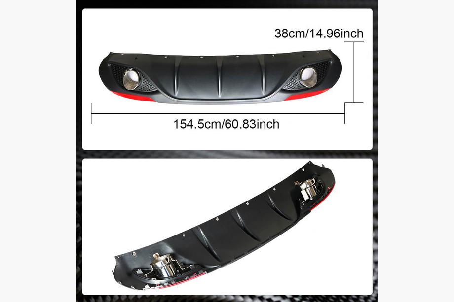 Alfa Romeo Giulia 2016-2022 Rear Bumper Diffuser with Tips V1 (Plastic) Photo 7