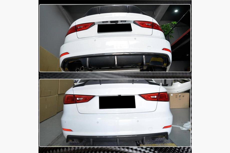 Audi A3 2012-2020 Rear Bumper Diffuser V2 (for Base Sedan 2012-2016, Carbon) Photo 3