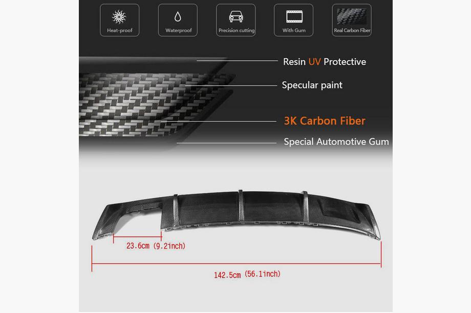 Audi A3 2012-2020 Rear Bumper Diffuser V2 (for Base Sedan 2012-2016, Carbon) Photo 5