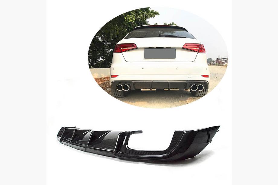 Audi A3 2012-2020 Rear Bumper Diffuser V2 (for S-Line HB 2017-2020, Carbon) Photo 1