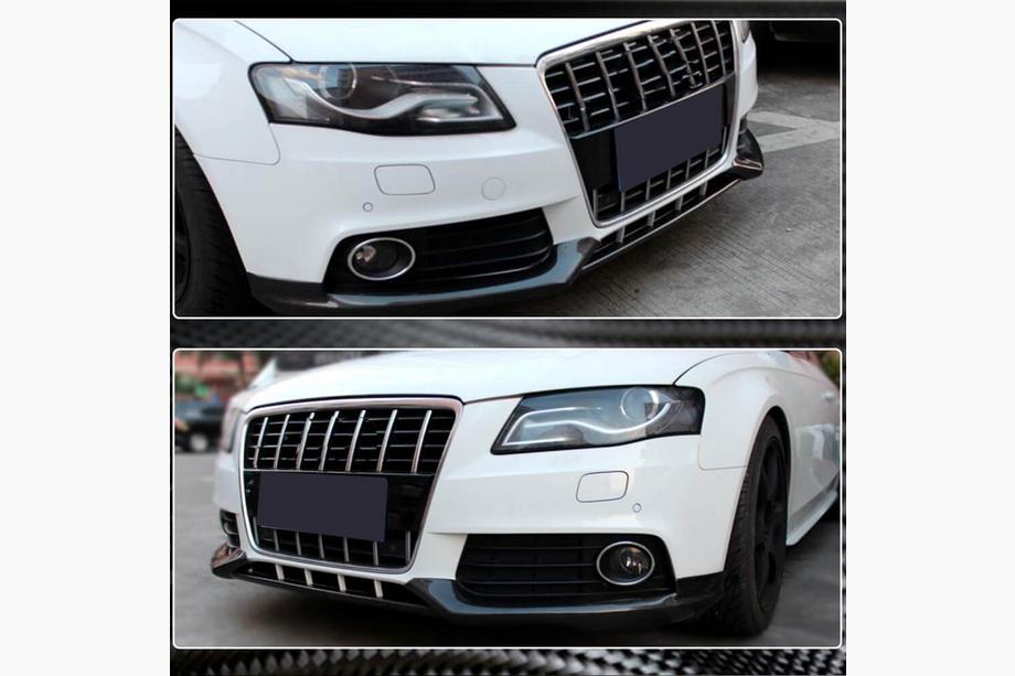 Audi A4 B8 2007-2015 Front Bumper Flap Extensions (for Base 2007-2011, Carbon) Photo 3