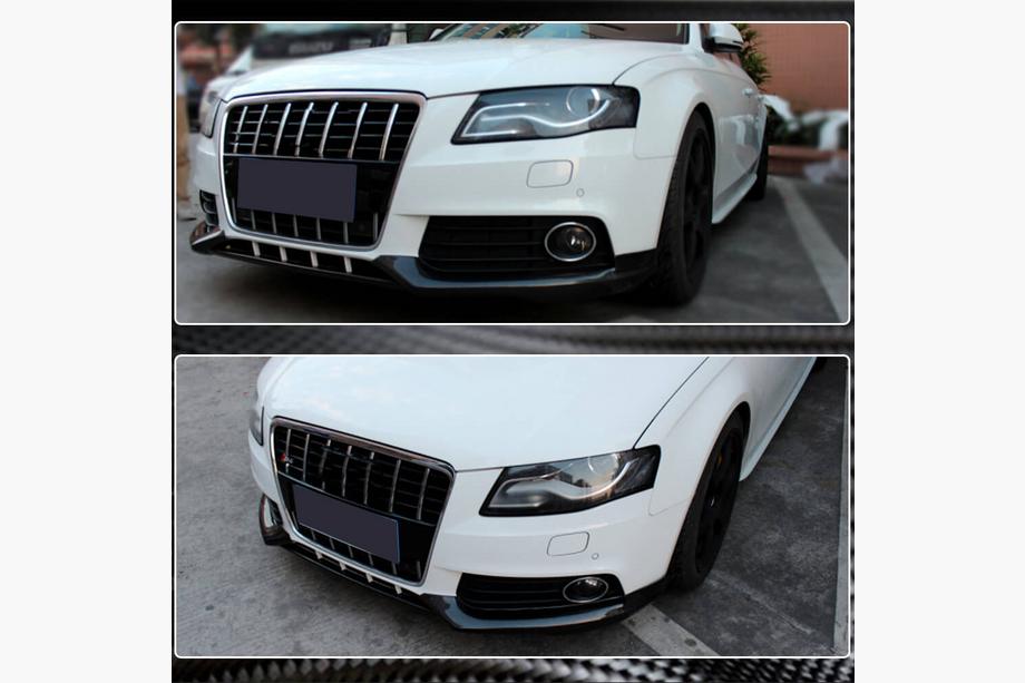 Audi A4 B8 2007-2015 Front Bumper Flap Extensions (for Base 2007-2011, Carbon) Photo 4