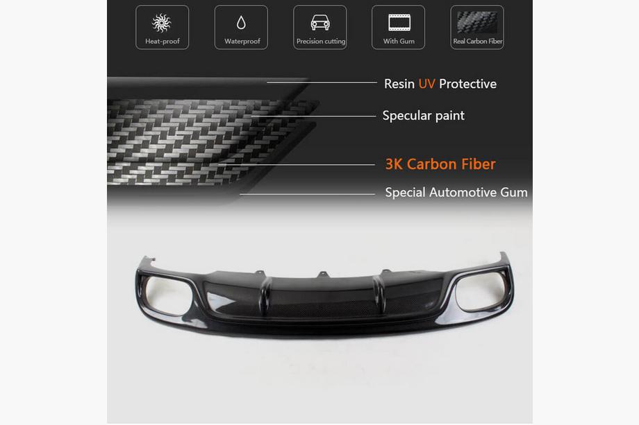 Audi A4 B8 2007-2015 Rear Bumper Diffuser (for Base 2011-2015, Carbon) Photo 5
