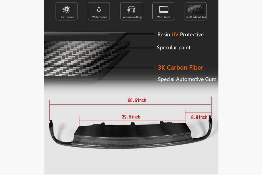 Audi A6 C7 2011–2018 Rear Bumper Diffuser Carbon (for Base 2011-2014) Photo 5
