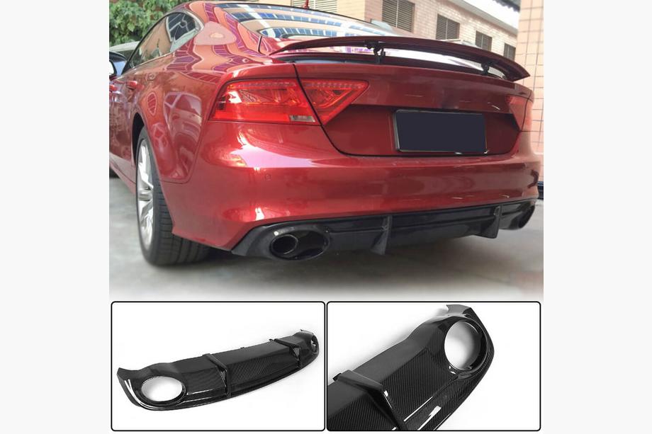 Audi A7 2010-2018 Rear Bumper Diffuser V3 (for S-Line, 2010-2014, Carbon) Photo 1