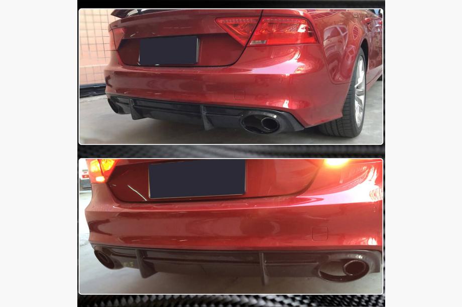 Audi A7 2010-2018 Rear Bumper Diffuser V3 (for S-Line, 2010-2014, Carbon) Photo 3