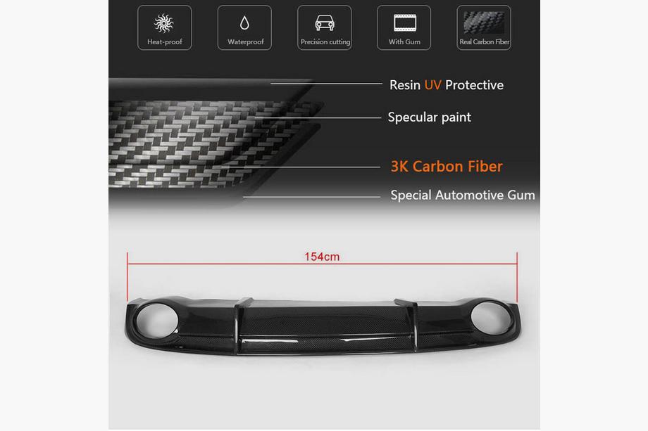 Audi A7 2010-2018 Rear Bumper Diffuser V3 (for S-Line, 2010-2014, Carbon) Photo 5