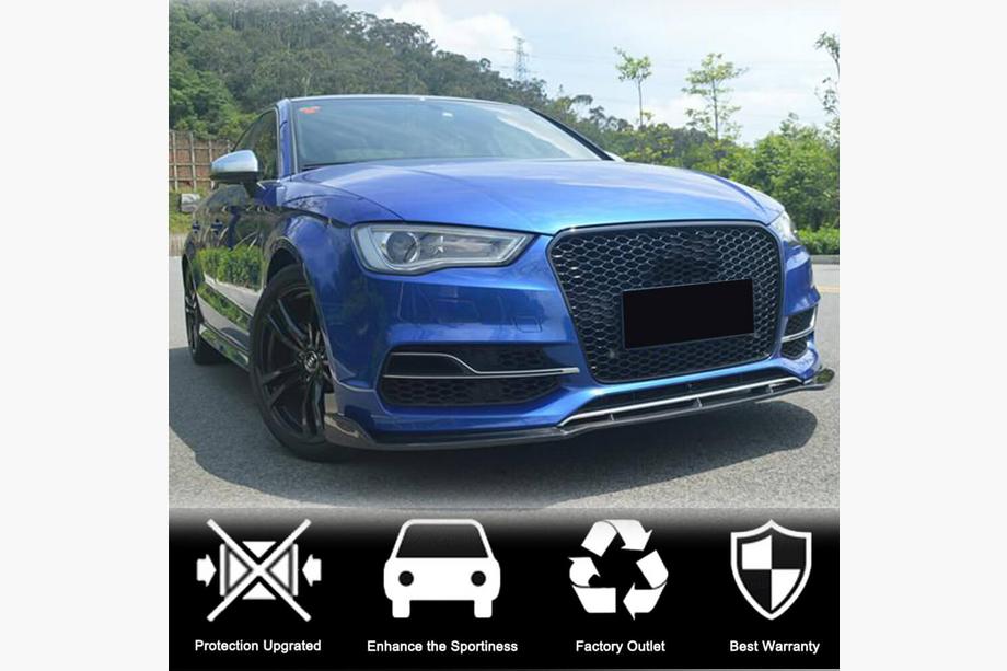 Audi A3 2012-2020 Front bumper lip spoiler Lip V3 (for S-Line Sedan 2012-2016, Carbon) Photo 2