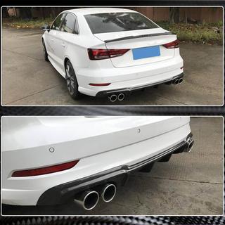 Rear bumper diffuser V4 (for S-Line Sedan 2017-2020, Carbon) Audi A3 2012-2020 photo 3
