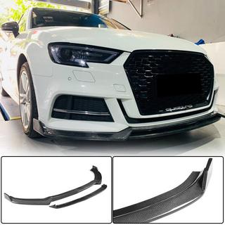 Front bumper lip Lip V4 (for S-Line Sedan 2017-2020, Carbon) Audi A3 2012-2020 photo 1