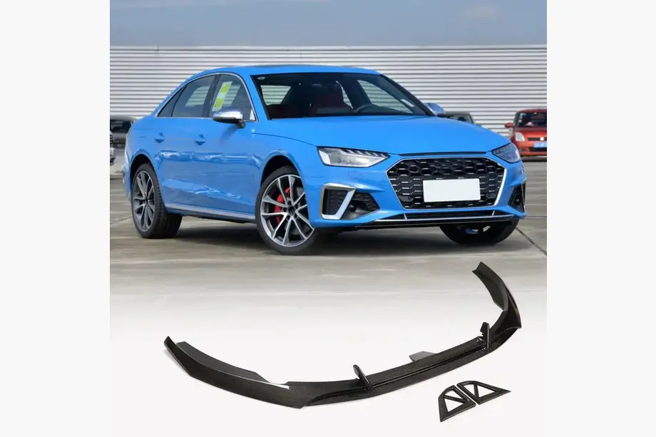 Front bumper lip spoiler (for S-Line Sedan 2019-2024, Carbon) photo 1