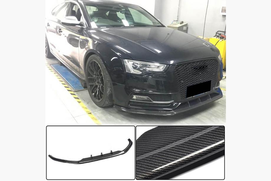 Audi A5 2007-2015 Front Bumper Lip V4 (for S-Line 2012-2015, Carbon) Photo 1