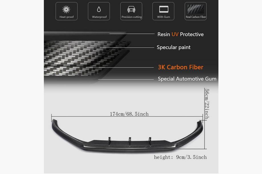 Audi A5 2007-2015 Front Bumper Lip V4 (for S-Line 2012-2015, Carbon) Photo 5