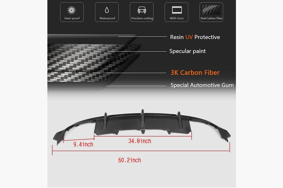 Audi A5 2007-2015 Rear Bumper Diffuser V1 (for S-Line 2012-2015, Carbon) Photo 5