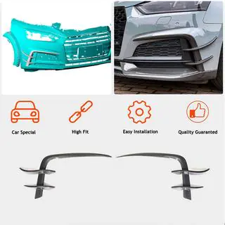 Front Bumper Flap V2 Extensions (for S-Line 2016-2020, Carbon) photo 2