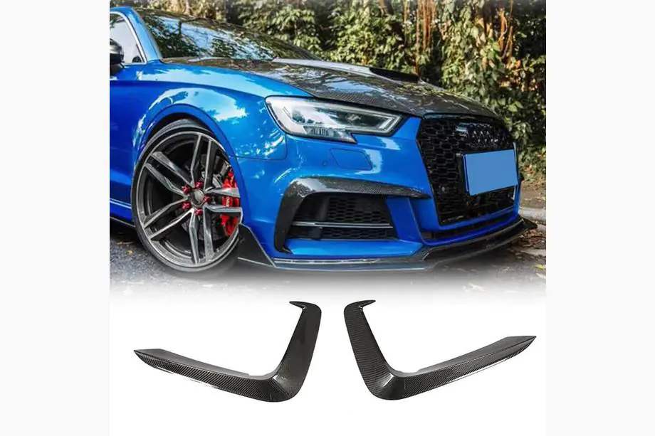 Audi A5 2016-2025 Front Bumper Flap V1 Extensions (for S-Line 2016-2020, Carbon) Photo 1