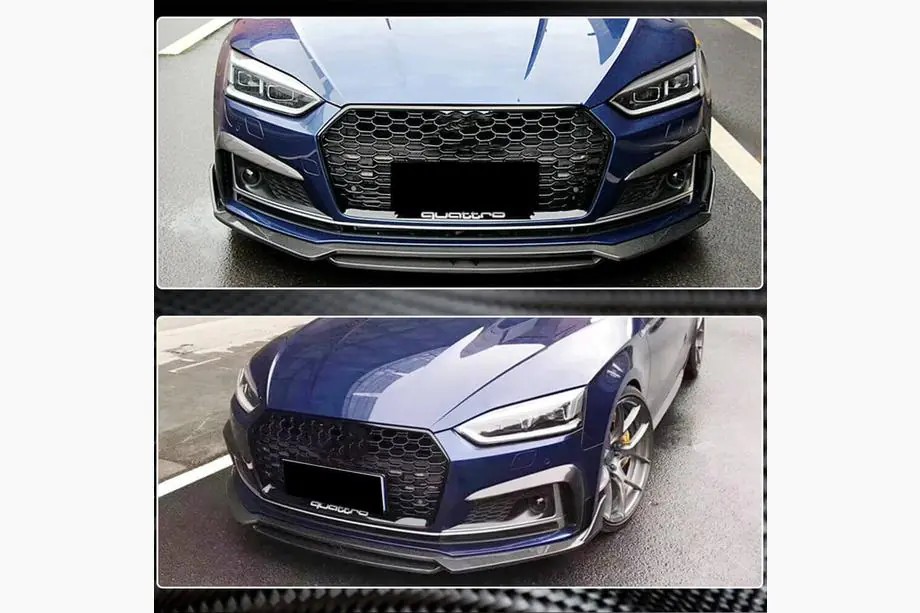 Audi A5 2016-2025 Front Bumper Flap V1 Extensions (for S-Line 2016-2020, Carbon) Photo 5