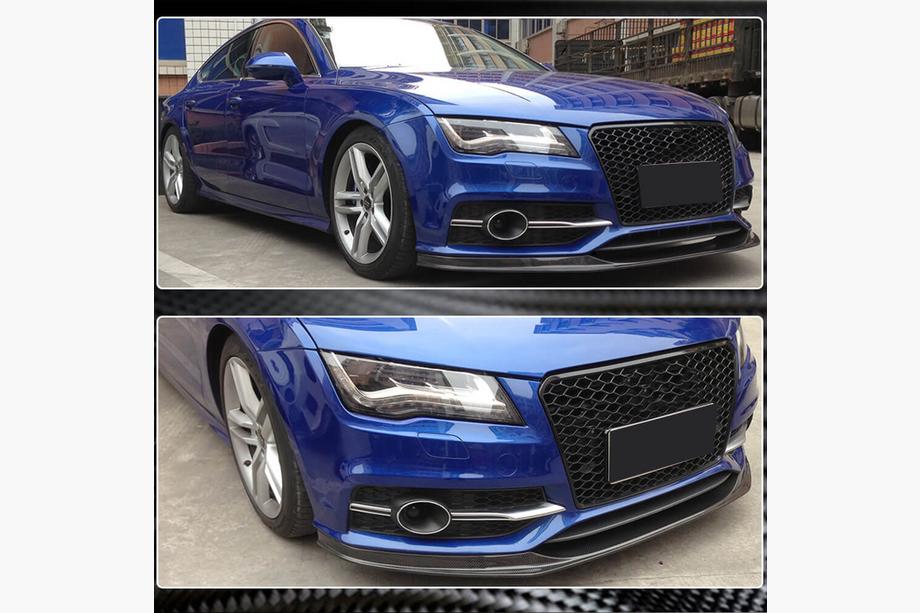 Audi A7 2010-2018 Front Bumper Lip V2 (for S-Line 2010-2014, Carbon) Photo 3