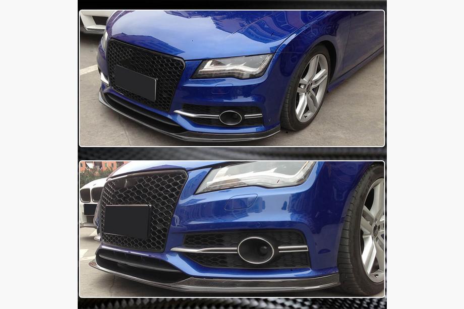 Audi A7 2010-2018 Front Bumper Lip V2 (for S-Line 2010-2014, Carbon) Photo 4