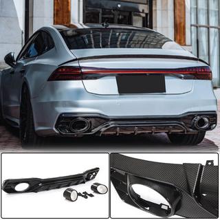 Rear bumper diffuser with exhaust tips (for S-Line 2018-2022, Dry Carbon) photo 1