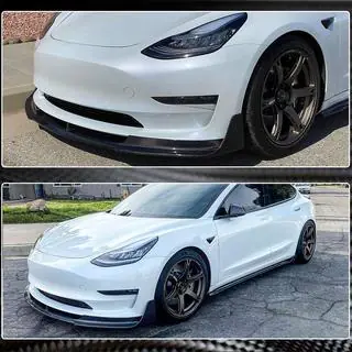 Front Bumper Lip V1 (2017-2023, Carbon) Tesla Model 3 2017- photo 4