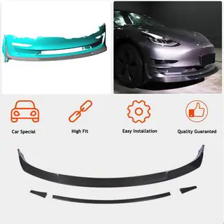 Front Bumper Lip V2 (2017-2023, Carbon) Tesla Model 3 2017- photo 2