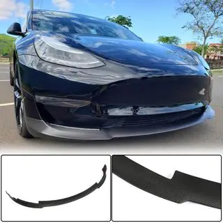 Front Bumper Lip V6 (2017-2023, Carbon) Tesla Model 3 2017- photo 1