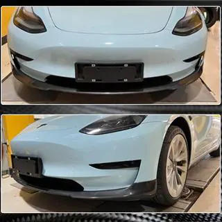 Front Bumper Lip V7 (2017-2023, Carbon) Tesla Model 3 2017- photo 3