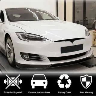 Front Bumper Lip Spoiler (2016-2021, Carbon) Tesla Model S 2012– photo 2