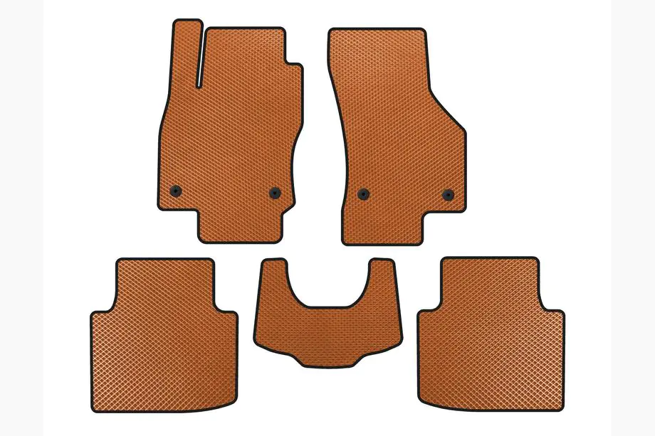 Skoda Superb 2015-2024 EVA Floor Mats (with Paw, Orange) Photo 1